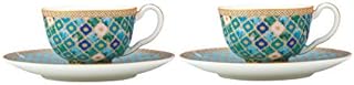 Maxwell & Williams Teas & Cs Kasbah Espresso Cups and Saucers in Gift Box (85ml), Porcelain, Mint Green