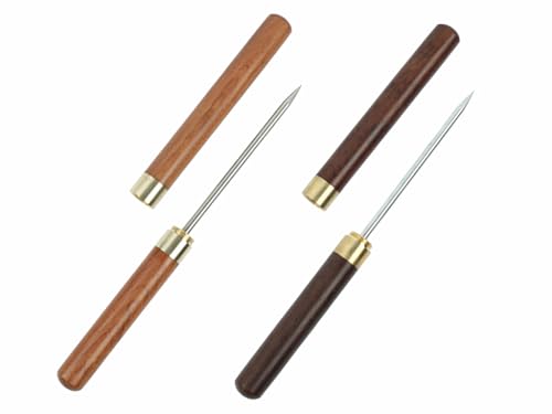 Kellegour Picahielos de Acero Inoxidable,Palillos de Hielo de Acero Inoxidable de 9 Pulgadas con Cubierta de Seguridad,2 Piezas Picahielo Mango Madera,para Romper Hielo,Picnic,Camping y Restaurante