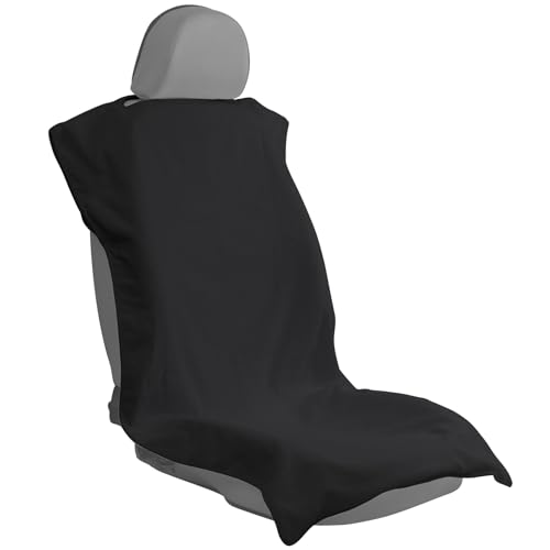 Image of Car Seat Towel Covers Front Seats Protector for Gym and Workout, Automotive Washable Driver Cars Seat Sweat Cover for Dog, Compatible with Tesla Model Y Juniper /3 /X /S (Fleece Black, 1Pcs)