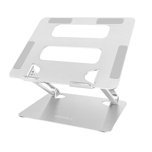 Image of OneCut Adjustable Laptop Stand, Aluminium Alloy, Multi-Angle Stand with Heat-Vent to Elevate Laptop, Adjustable Notebook Sand for Laptop (4-17 inch) Compatible for MacBook Pro/Air, Surface