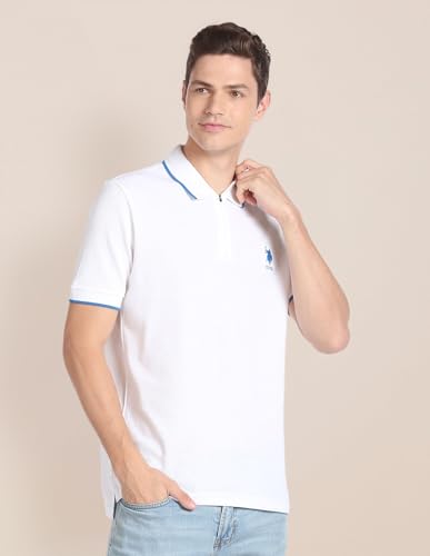Image of U.S. POLO ASSN. Solid Slim Fit Polo T Shirts for Men - 100% Cotton, Half Sleeves Mens Tshirt - 3XL, White