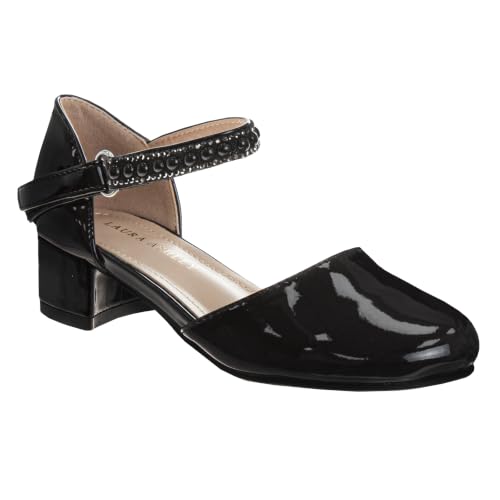 Image of Josmo Girls Low Heel Dress Pumps Crystal Strap Formal Wedding Sandals Flower Girl Shoes for Toddler /Little Kid /Big Kid