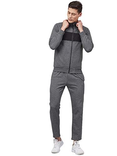 Image of CHKOKKO Track Suit For Man High Neck Winter Tracksuit Men Full Zip Jacket With Elastic Waist Lower And Soft Sports Activewear Set For Gym Running And Casual Use