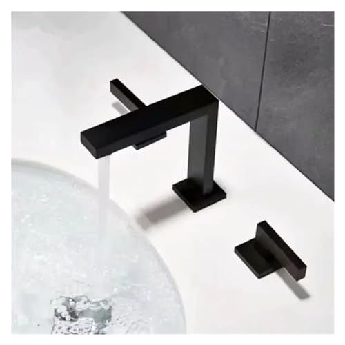 Robinet de salle de bain cascade à 3 trous mélangeur eau chaude et froide en or brossé