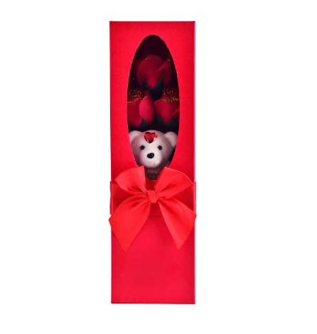 Ample RED Flower Bunch with a Beautiful Teddy Inside Packed in a Attractive Premium Box for Valentine's Day, Anniversaries.-image-7