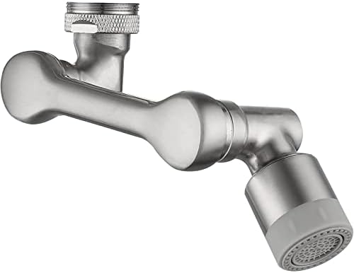 Brushed Nickel Faucet Extender for Bathroom Sink, Biveah Brass 1080° Rotating Splash Filter Dual-function Faucet Spray Head Aerator, KQB013NA
