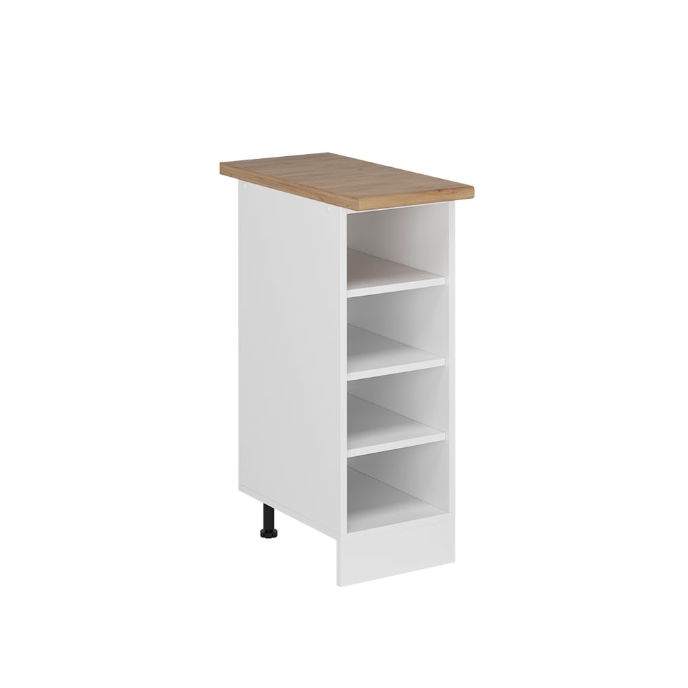 Vicco Küchenregal R-Line, Weiß, 30 cm, AP Eiche, zur freien Kombination innerhalb modularer Küchensysteme