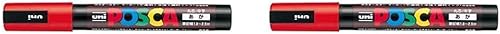 uni Posca PC5M.15 - Marcador mediano, color rojo (2 unidades)