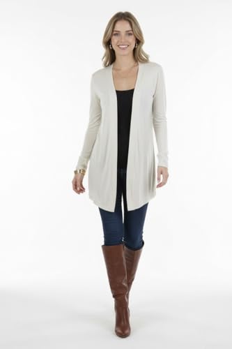 Image of ToBeInStyle Womens Open Front Long Sleeve Lightweight Asymmetrical Draped Cardigan with Side Pockets