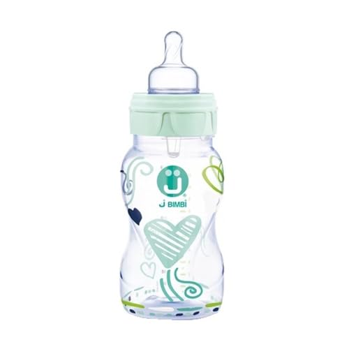 Babyflasche gegen Ohrenentzündung und gegen Koliken – 260 ml 0+ – Trendy Grün Wasser