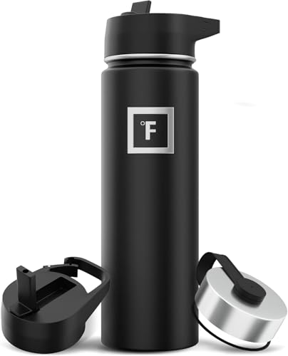 IRON °FLASK Camping & Hiking Hydration Flask with 3 Lids - Stainless Steel, Double Walled...