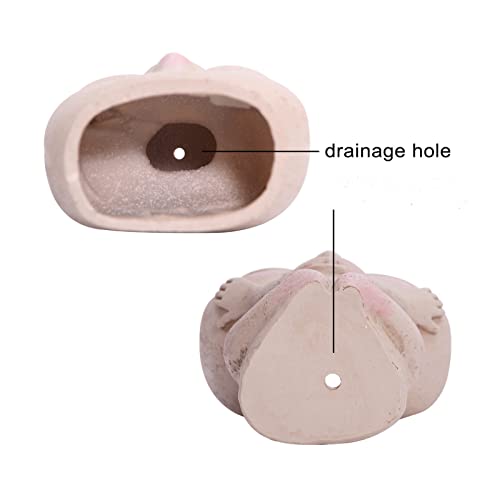 Aimebby Face Flower Pot Head Planter Pot Succulent Planter Cute Resin Cactus Planter With Drainage Hole Closed Eyes #TOP4