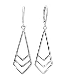 Long Sterling Silver Chevron Kite Earrings on Leverbacks