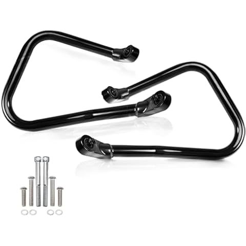 kekykm Motorcycle Saddle Bag Guard Crash Bar Bracket compatible with Harley Davidson Softail Heritage Classic FLHC FLHCS Revival FLI Bolt-on Black Rear Saddlebag 2018-2024 Cover