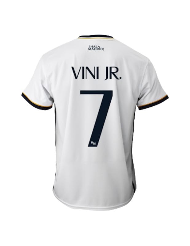 Real Madrid Camiseta Primera Equipación Temporada 2023-2024 - Vini JR. 7 - Replica Oficial con Licencia Oficial - Adulto