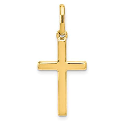 14k Yellow Gold Cross Pendant Charm - 1" Inch - 28mm x 13mm - Jewelry Gifts For Women Wife Mom Gifts For Men Husband Dad Cover