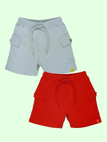 Image of KiddoPanti Boys 100% Cotton Knitted Above Knee Length Basic Cargo Shorts