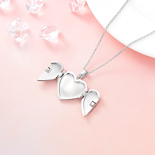 PROESS Father/Mother Daughter Locket Necklace S925 Sterling Silver Oxidized/Abalone Shell Daughter Gifts from Dad Mom I Love You Forever Daughter Locket Jewelry Gift4