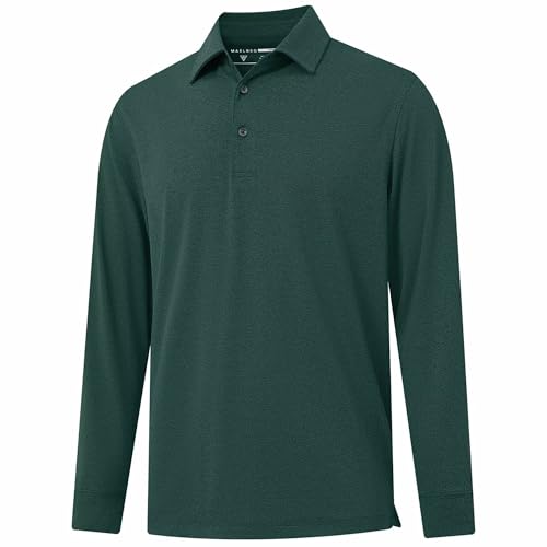 M MAELREG Golf Shirts for Men Dry Fit Performance Lightweight Heather Contrast Collar Mens Polo Shirts Short and Long Sleeve