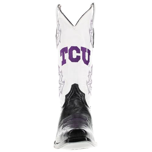 Image of Vaccari Men's Brooks Genuine Smooth Ostrich Leather NCAA Athletics Embroidery Western Cowboy Boots