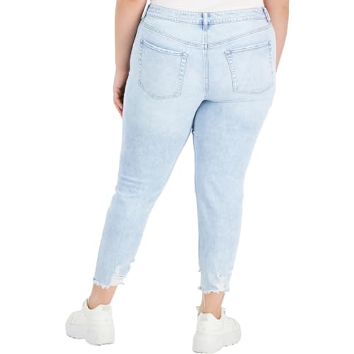 Tinseltown Trendy Plus Size Destructed Mom Jeans2
