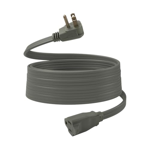 FSTSN 12 FT Indoor Extension Cord 14/3 Gauge Heavy Duty Appliance Power Cord 3 Prong Grounded Cable for Air Conditioner Refrigerator Microwave Washing Machine 15A 1875W ETL Listed Grey