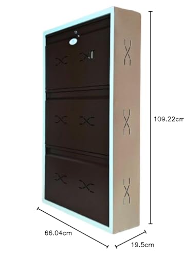 Image of I Double Decker Metal Shoe Rack I Single Lock I Wall Mounted I 3 Shelve (Brown Colour) I Coad LC 2DDL-03 BR I Height 43 Inches, Width 26 Inches, Depth 7.5 InchesI 3 Years Warranty.