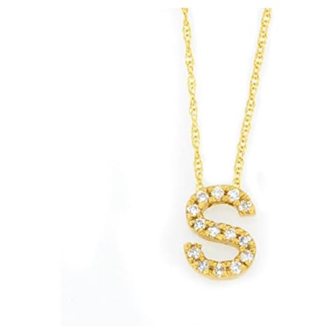 14Kt Gold Genuine Natural Diamond Letter Initial Pendant Necklace Cover