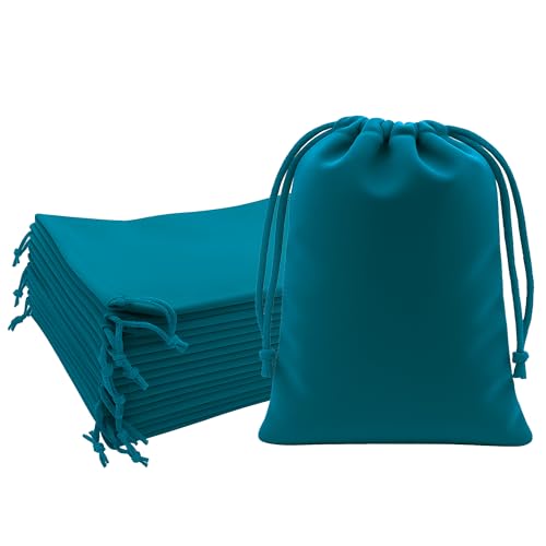 Mandala Crafts 2x3 Teal Velvet Drawstring Bags for Jewelry Gifts Favors