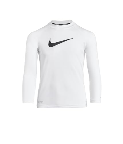 Nike, Mens, Hydroguard Essential Long Sleeve Top (Little Kid), White, 5 Little Kid