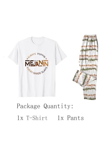 Image of Black History Pajamas, Graphic Matching Sets for Women, Magic Afro American Natural Hair Vintage Melanin T-Shirts and Pants