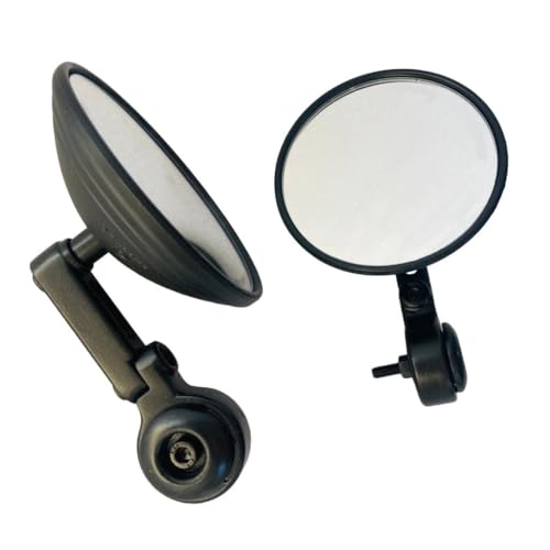Image of Premium Handlebar End Mirror, Black, Fits For New Classic Reborn /Meteor /Hunter /New Bullet-350 /Interceptor /Continental GT 650 /Super Meteor 650, Rear View, Round, Stylish