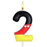 Red Black Number Birthday Candle for Boys Girls Red Mouse Cake Topper Cartoon Themed Cupcake Decor Number 2 Birthday Parties Supplies (Number 2)
