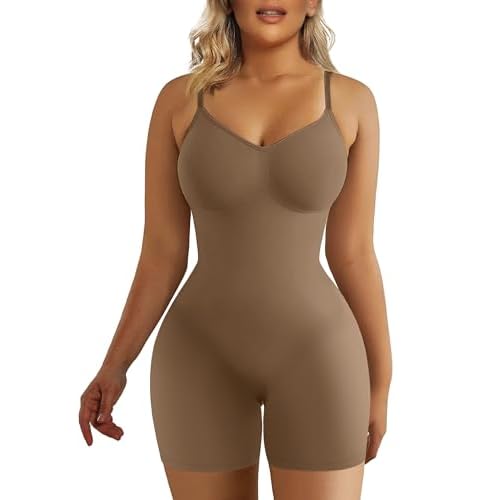 SHAPERX Shapewear for Women Tummy Control Bodysuit Mid Thigh Body Shaper Shorts for a Lifted Look