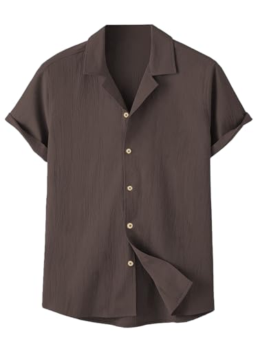 Image of TAGDO Men's Regular Fit Textured Fabric Shirts | Camp Collar & Short Sleeve Button-Down Shirt for Man | Comfortable with Smart Casual Look, Summer Beachwear (5171)