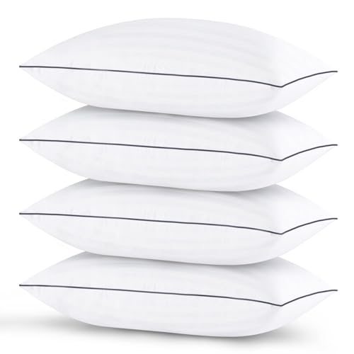 GOHOME King Size Pillows Set of 4 - Bed Pillows for Sleeping 4 Pack, Cooling Supportive Hotel Pillows with Premium Soft Down Alternative Fill for Side Stomach and Back Sleepers