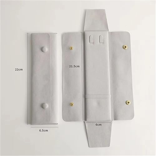Cajas de cadena larga antienredos: estuches de microfibra gris para organizar collares 4