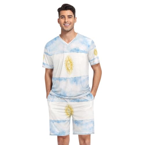 Camisas de pijama para hombre manga corta azul claro y camisetas de dormir argentinas talla S