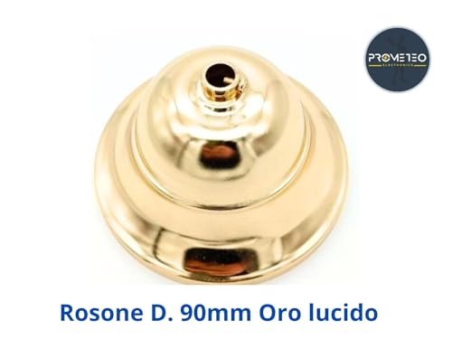 Deckenrosette aus Metall, glänzend, Durchmesser 90 mm, für Deckenleuchter und Pendelleuchten