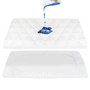 Pack N Play Mattress Pad Sheets Cover Waterproof, Soft Quilted Pack and Play Protector, 27″ X 39″ Fit Graco Pack N Play Crib Mattress Pad, Baby Portable Mini Cribs and Foldable Mattresses Pad