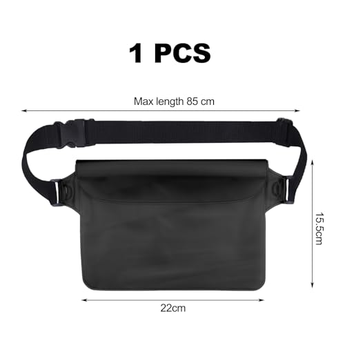 Wasserdichte Bauchtasche,Wasserdichte Tasche Schwimmen,Bauchtasche Wasserdicht,Wasserfester Beutel,IPX8 Waterproof Bag,Verstellbarem Gurt,für Wassersport,Schwimmen,Rafting,Angeln,22*15.5cm (Schwarz)