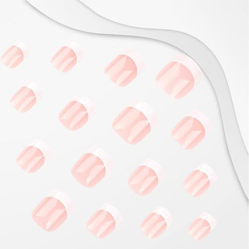24 Pcs White French Tip Press on Nails Short Square Fake Nails White French Nail Tips Stick on Nails Full Cover False Nails with Glossy for Women Girls Nail Design Decoration Supplies