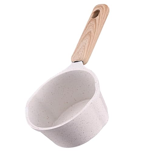 Toyvian Cazo Cocina Antiadherente Pequeño Blanco Olla Multifuncional para Derretir Mantequilla y Calentar Aceite Sartén Ligera con Asa Ergonómica para Hogar y Restaurantes
