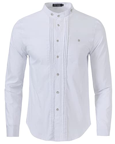 LUYANA Trachtenhemden für Herren Regular Fit Langarm Stehkragen Hemd...