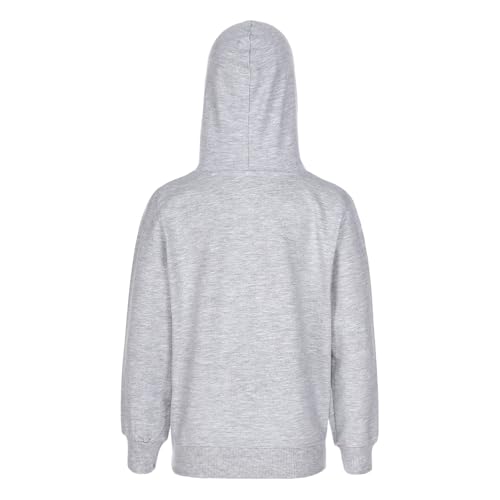 JEYPINMI Boys Girls Long Sleeve Pullover Hoodies Solid Color Casual Hooded Sweatshirts with Pockets Grey 3-4 Years4