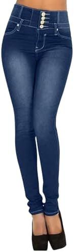 Damen Jeans High Waist Stretch Denim Jeanshosen für Damen Skinny Slim Fit Röhrenjeans Bleistiftjean Lässige Pant Strecken Schlank Stylische Hosen