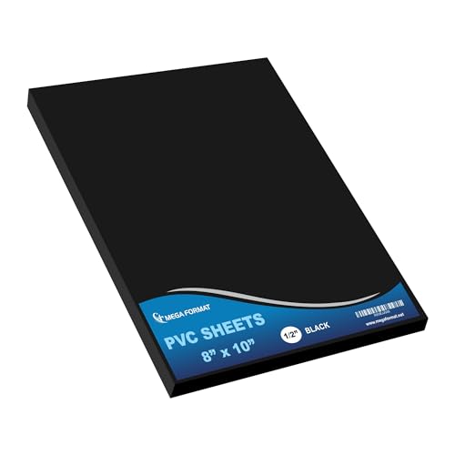 Image of Mega Format Expanded PVC Plastic Sheets - 8 inch X 10 inch Rigid Black Sheet for Crafts, Signage, & Displays - Sintra, Celtec PVC Board - Waterproof for Outdoors Use - 1 /2 inch 12mm Thick - 1-Pk-Black