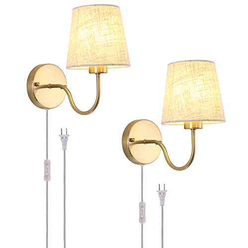 LASENCHOO Plug in Wall Sconces Set of Two, Modern Wall