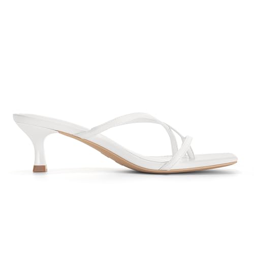Image of Athlefit Women's Strappy Kitten Heels Flip Flops Square Open Toe Low Heels Fashion Party Dress Thong Heeled Sandals