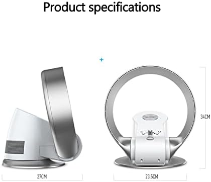 Bladeless Quiet Cooling Fan - Oscillating 90° Personal Table & Wall Mount Fan with 3 Speeds & Timer for Home, Office, Bedroom - Black Color